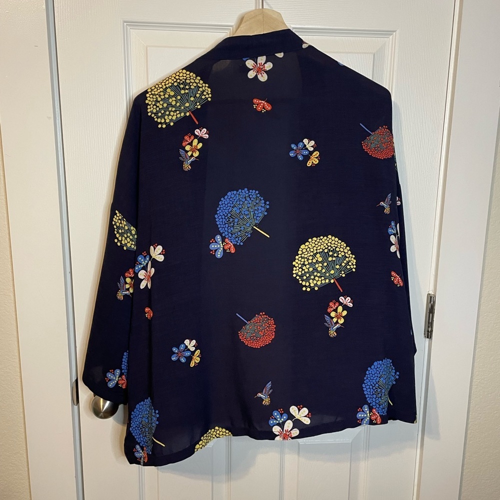 NWOT LOFT boho floral & navy open kimono / wrap sz XS/S - Picture 9 of 9